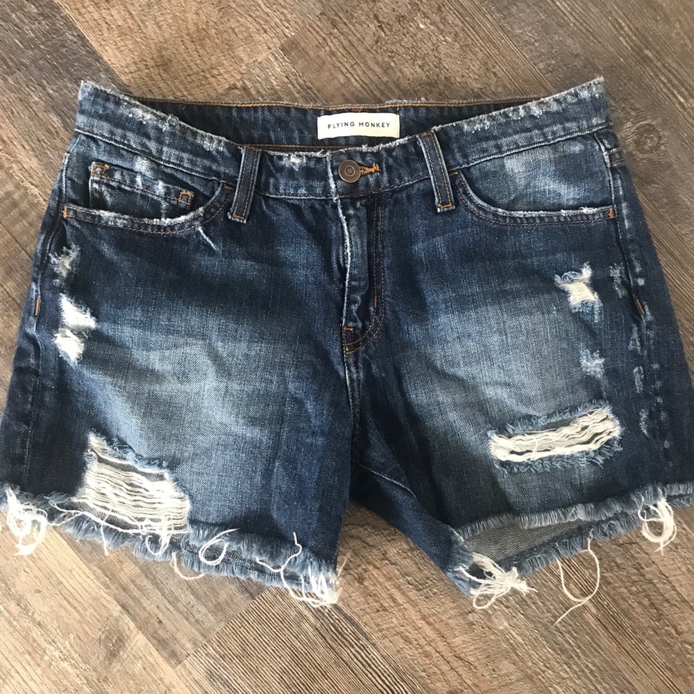 Flying Monkey distressed jean shorts